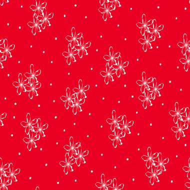 Elle çizilmiş çiçek desenli kusursuz vektör deseni, basit çiçek deseni, duvar kağıdı, ambalaj ve ambalaj kağıdı için ihale, kapak tasarımı, kumaş ve tekstil şablonu