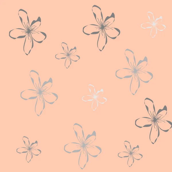 Seamless vector pattern with hand drawn flowers in doodle style,simple floral illustration,tender print for wallpaper,packaging and wrapping paper,cover design,fabric and textile template — Stock Vector