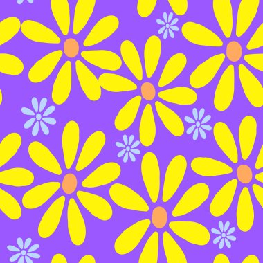 Elle çizilmiş çiçek desenli kusursuz vektör deseni, basit çiçek deseni, duvar kağıdı, ambalaj ve ambalaj kağıdı için ihale, kapak tasarımı, kumaş ve tekstil şablonu