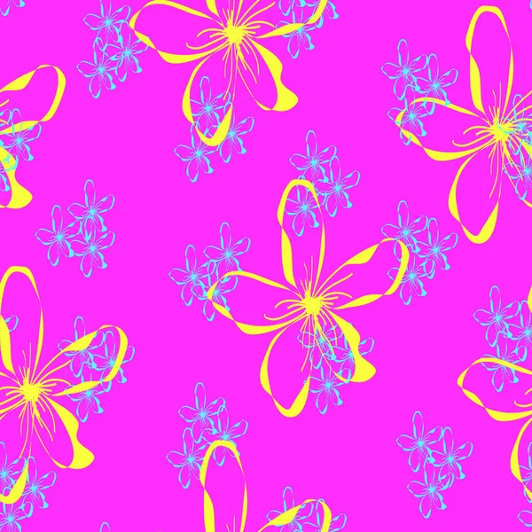 Seamless vector pattern with hand drawn flowers in doodle style,simple floral illustration,tender print for wallpaper,packaging and wrapping paper,cover design,fabric and textile template — Stock Vector