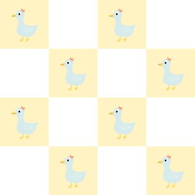 Ördeği kartondan yapılmış kusursuz bir şablon, saf Kawaii geçmişi olan çocuklar..