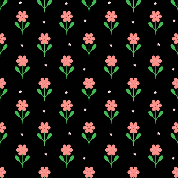 Güzel gülümseyen kawaii çiçeğiyle kusursuz bir desen..