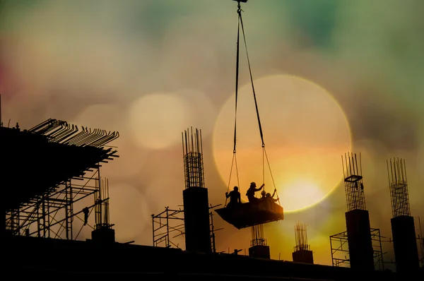 Trabajador Para Construcción Con Desenfoque Fondo Luz Fotos de stock