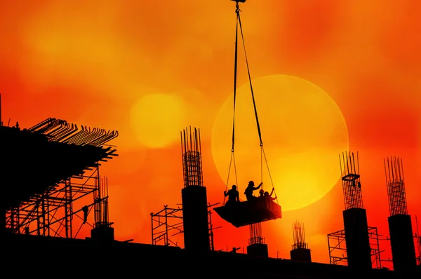 Worker Construction Red Background — Stock Photo, Image
