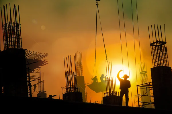 Crane Construction Defocus Light Background Stock Picture