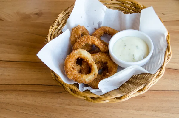 fried squid with white sauce for appetizer