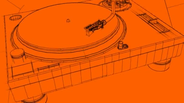 DJ Giradiscos 3D Bosquejo — Vídeo de stock