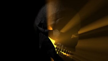 İnsan Kafatası Parlayan Işık Işınları