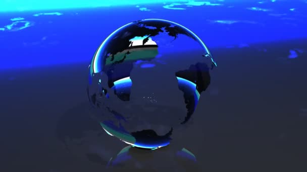 ガラスの地球 3 d (Hd ループを青) — ストック動画
