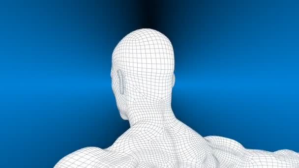 Rotação 3D Wireframe homem — Vídeo de Stock