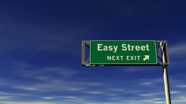 Easy Street - Freeway Exit Sign — Stock Video