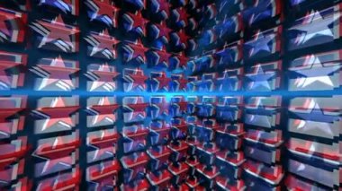 Kırmızı beyaz ve mavi yıldız (3d animasyon döngüsü)