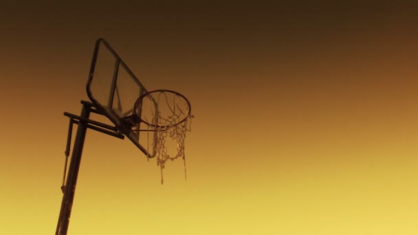 Basketball Hoop Sunset Silhouette — Stock Video