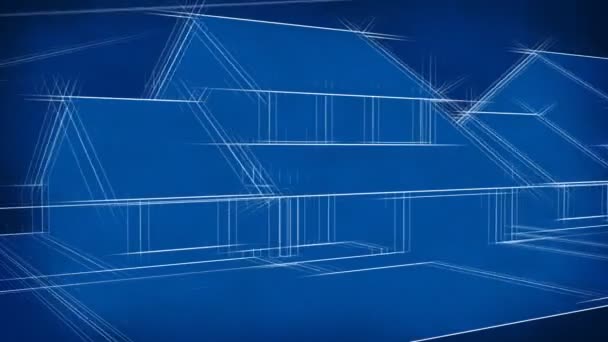 蓝图的房子动画 (高清循环) — 图库视频影像