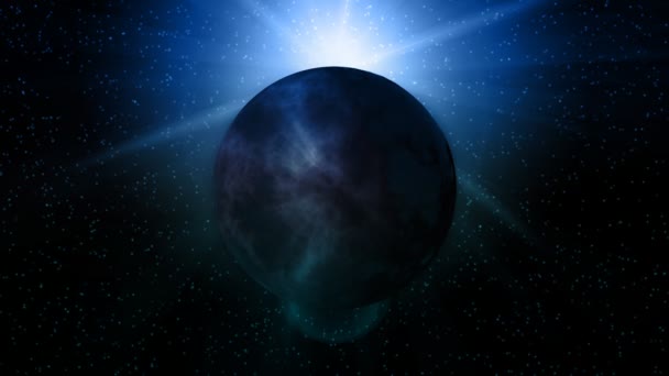 Blauwe buitenaardse planeet in kosmische ruimte — Stockvideo