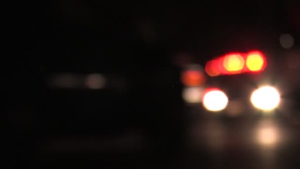 Fire Trucks (Optical Defocus at Night) — Stock Video