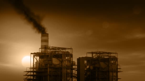 Zakłady przemysłowe z Smoke stosy billowing — Wideo stockowe