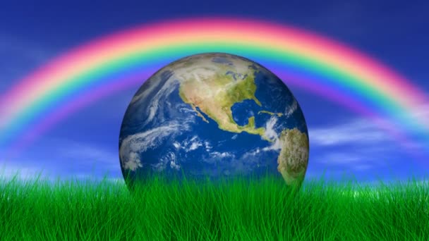虹の下で地球 — ストック動画