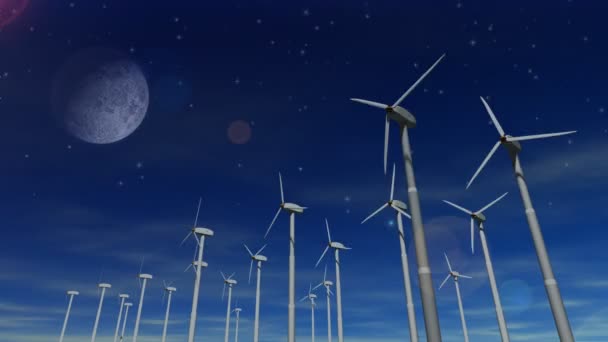 Ветроэнергетические турбины (днем и ночью) ) — стоковое видео