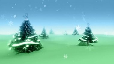 Noel ağaçları ve kar (Hd Loop)