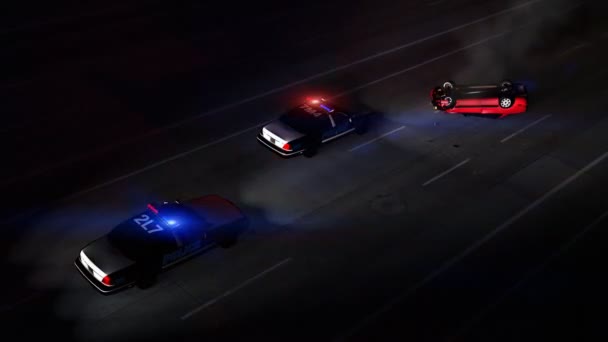 Carros de polícia na cena do acidente (HD Loop ) — Vídeo de Stock