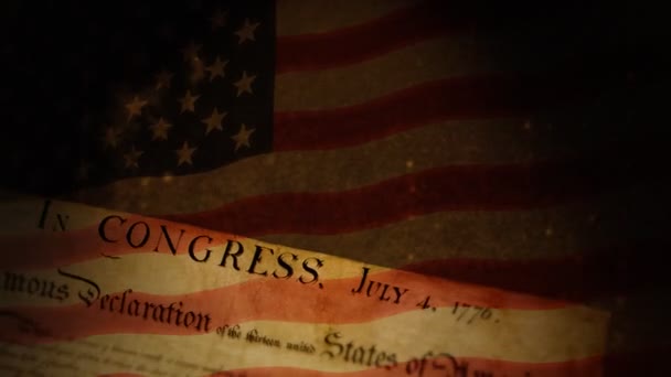 Declaración de Independencia, Bandera de Estados Unidos — Vídeo de stock