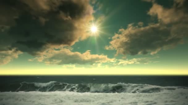 Oceán západu slunce a mraky — Stock video