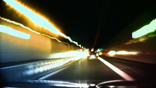 Luces rayas a través del túnel — Vídeos de Stock