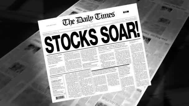 Stock Soar! - Titolo del giornale (Rivelare + loop ) — Video Stock