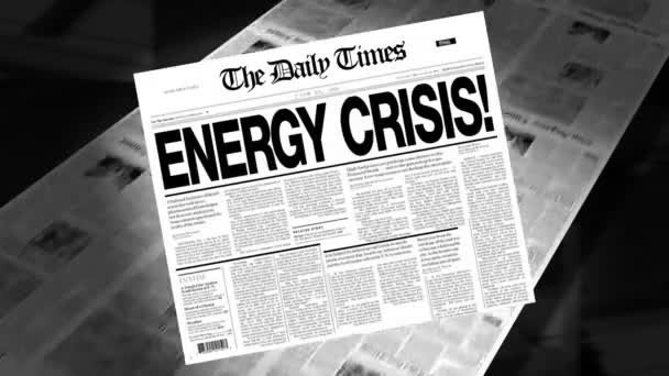Energikrisen-tidningsrubrik (avslöja + loopar) — Stockvideo