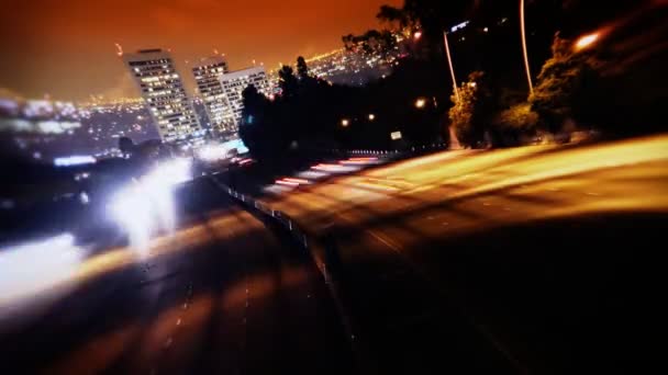 Auto-estrada de Los Angeles Tráfego à noite — Vídeo de Stock