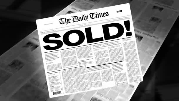 Verkauft! - Zeitungsschlagzeile (Intro + Schleifen)) — Stockvideo