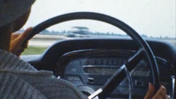 Driving a Car (Archival 1950s) — Stock Video