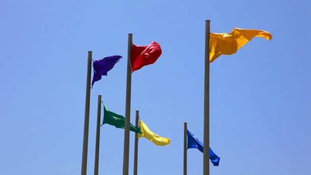 Colorful Flags and Perfect Blue Sky — Stock Video