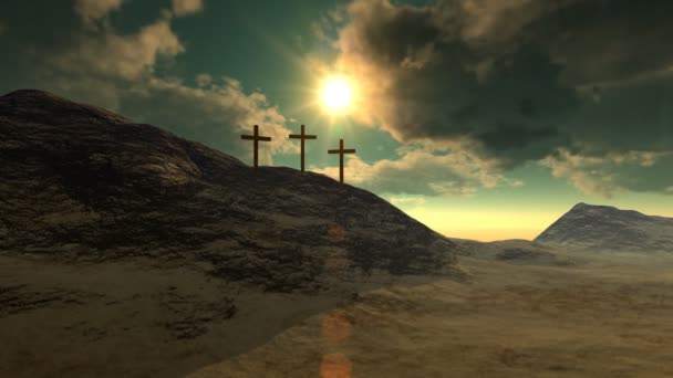 Kruisen op Calvary Hill — Stockvideo