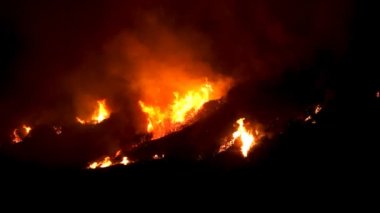 Wildfire Raging In Hills (HD)