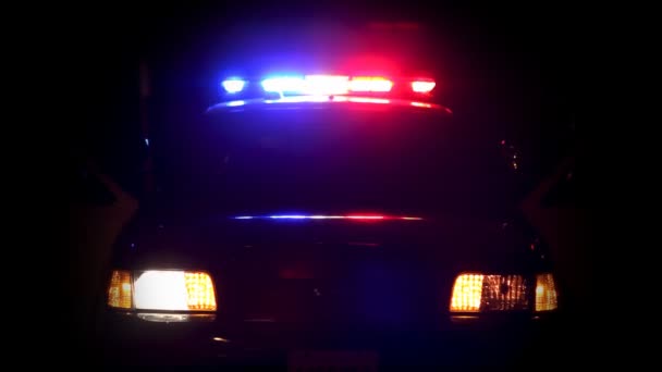 Policía coche luces intermitentes — Vídeos de Stock