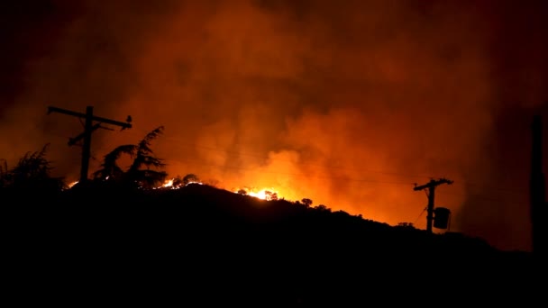 Waldbrand wütet in Hügeln (hd) — Stockvideo