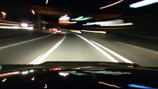 Freeway Drive Timelapse notturno — Video Stock