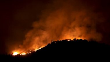Wildfire Raging In Hills (HD Time-Lapse)