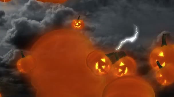 Halloween Jack-o '-lanterna abóboras voando — Vídeo de Stock