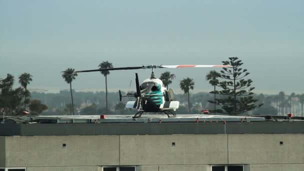 Hubschrauber am Hubschrauberlandeplatz — Stockvideo