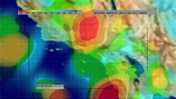 Mapa de satélite digital de radar meteorológico (S. California ) — Vídeo de Stock