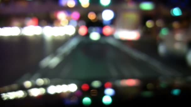 Drive City Night (Slow Motion Defocused) — Stock Video