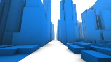 Şehir Binaları Downtown 3d Fly Through (Loop)