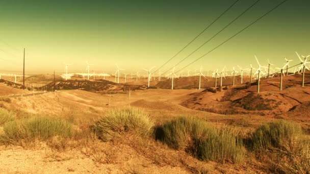 Ветряные турбины (возобновляемые источники энергии ) — стоковое видео