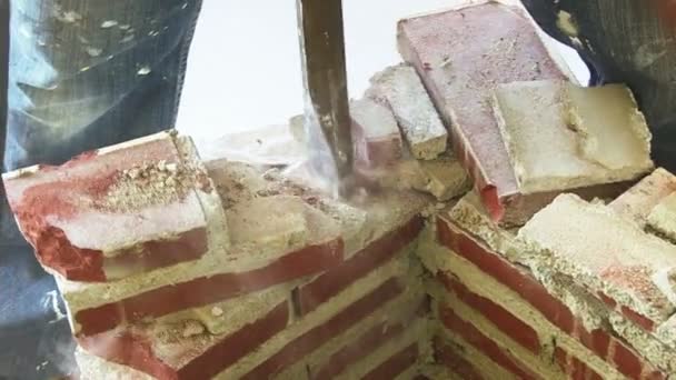Młot pneumatyczny cegły rozbiórki — Wideo stockowe