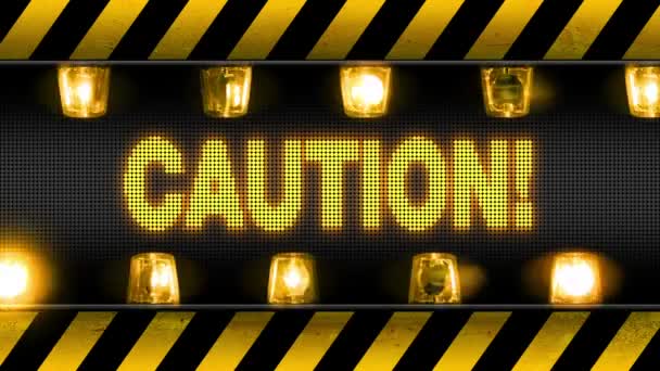 Cuidado - Luzes de advertência Barricada Industrial — Vídeo de Stock