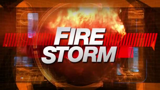 Пожежний шторм - трансляція Назва телебачення Графічний — стокове відео