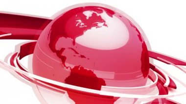 Earth Globe Animasyon (3d Kırmızı Cam Dünya)